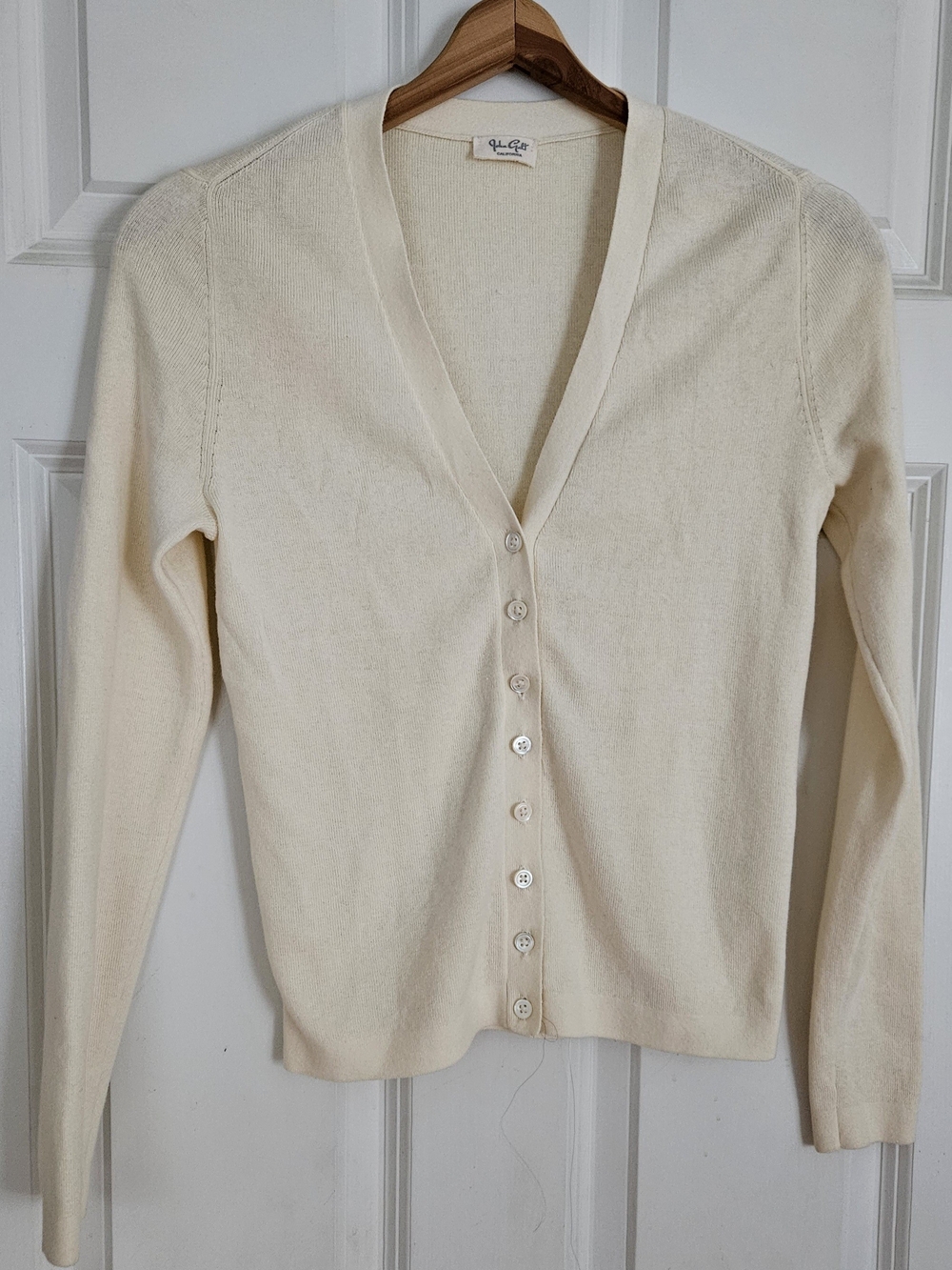 Brandy Melville Cream V-Neck Button Cardigan